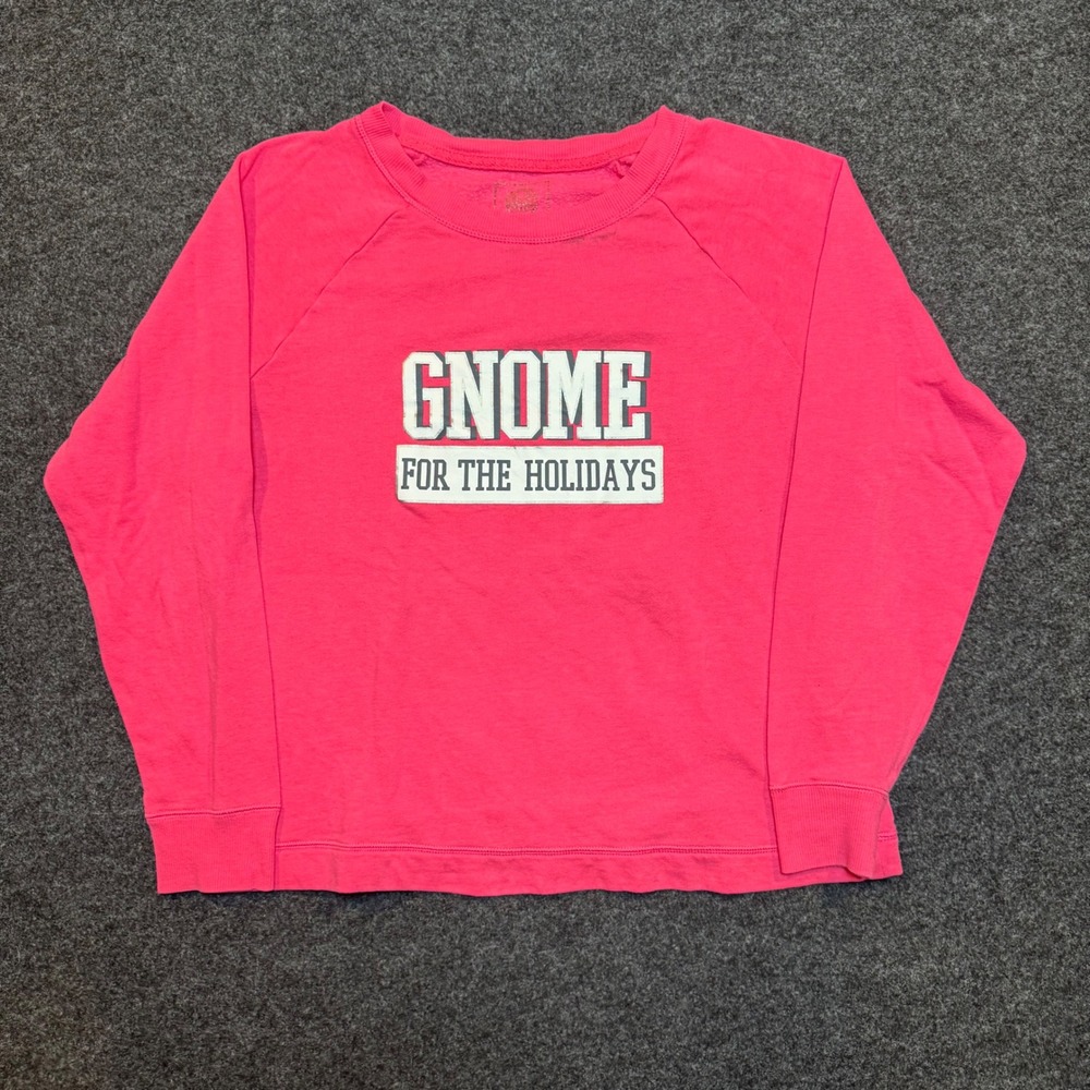 Gnome For The Holidays Pink Raglan Sweatshirt Graphic Pullover XL